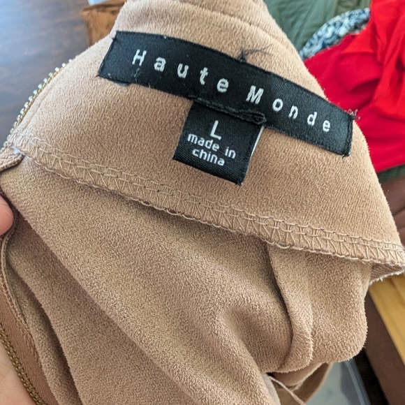 Haute Monde Tan Suede Fringe Pencil Skirt - Picture 4 of 4